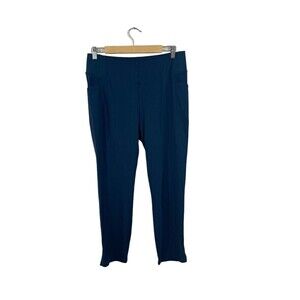 Aventura Medium Crop Pants Blue Stretch Skinny Elastic Waist Mid Rise Womens